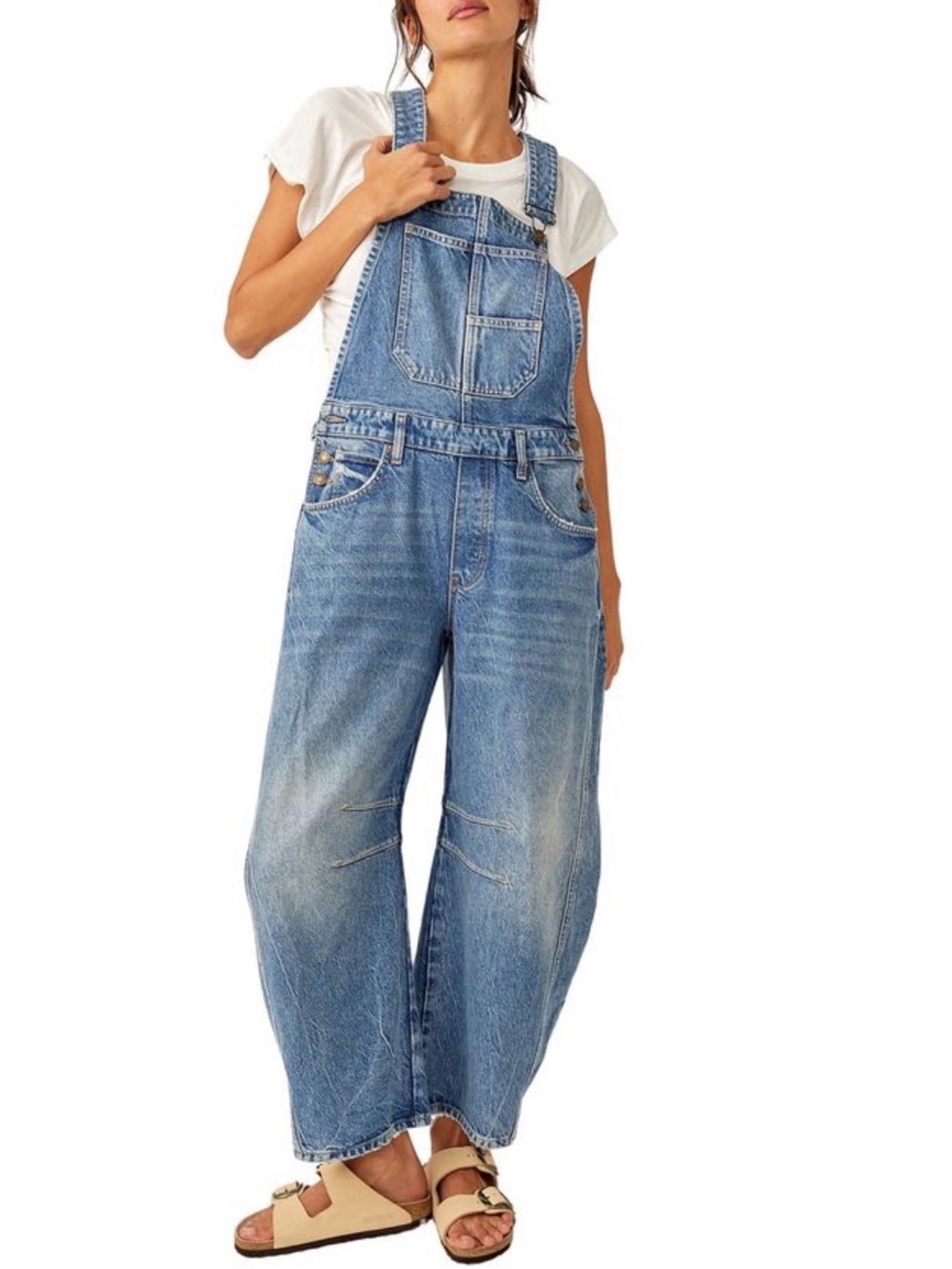 Free People "We The Free" Denim Overalls — Baggy Relaxed Fit - Picture 2 of 9